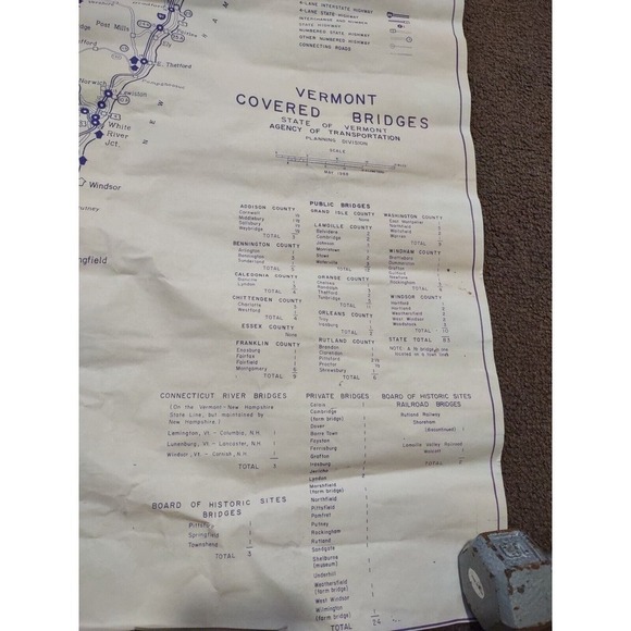 Map Vermont covered bridges State Of Vermont Agency Of Transportation 1988 map - Picture 2 of 13